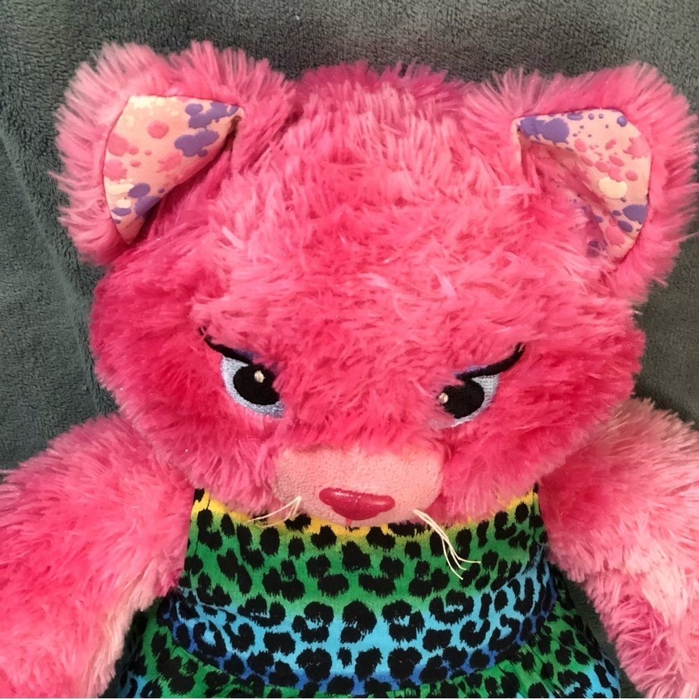 Build A Bear Workshop Pink Sassy Cat 17" Plush Stuffed Animal Splatter Paint - Picture 8 of 9